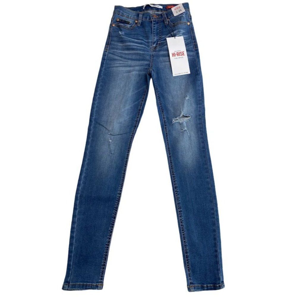 Celebrity Pink Destructed Ripped Skinny Ankle Jeans Women's 26 Blue Hi-Rise NEW